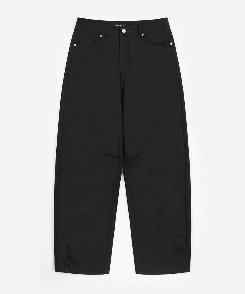 TOFFEE Curved Barrel Cotton Pants (Black)