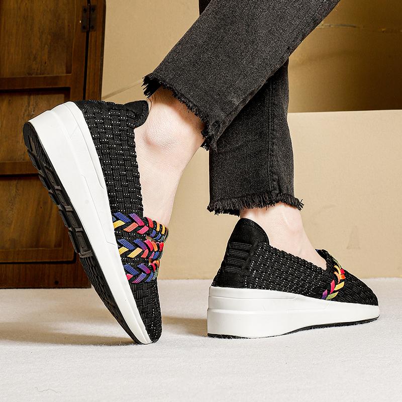 Letní červeno-černé platformové boty pletené plážové boty dámské espadrilky černé nazouvací boty ležérní klínek vícebarevné tenisové tenisky velká velikost