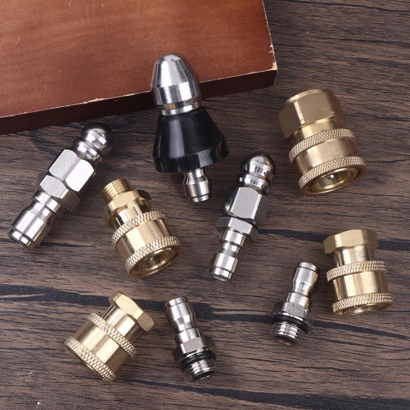 (YY)1Pc Sewer Jetter Nozzle Mini with 1/4'' Quick Connect Drain Cleaning Nozzle Tips Kit for Drain Jetting Hose