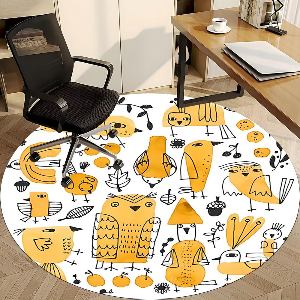 1pc Birds Nature Office Round Area Rug, Indoor Mat Suitable ForOffice, Under Office Chairs Bedroom Living Room Home Decor, Room Deco 037