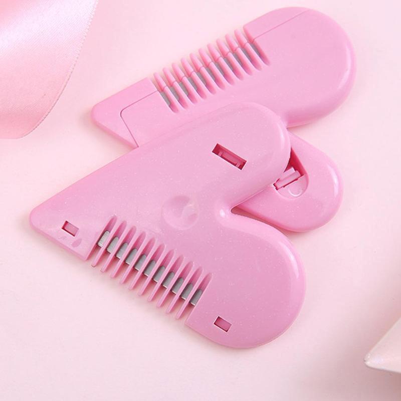 Pink Mini Hair Trimmer Love Heart Shape Hair Cutting Comb Body Hair Removal Pubic Hair Brushes With Blades