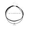 Simple, Sweet and Cool Punk Velvet Strap, Double-layer Stainless Steel Beads, Black Choker Collar, Neck Strap and Necklace for W