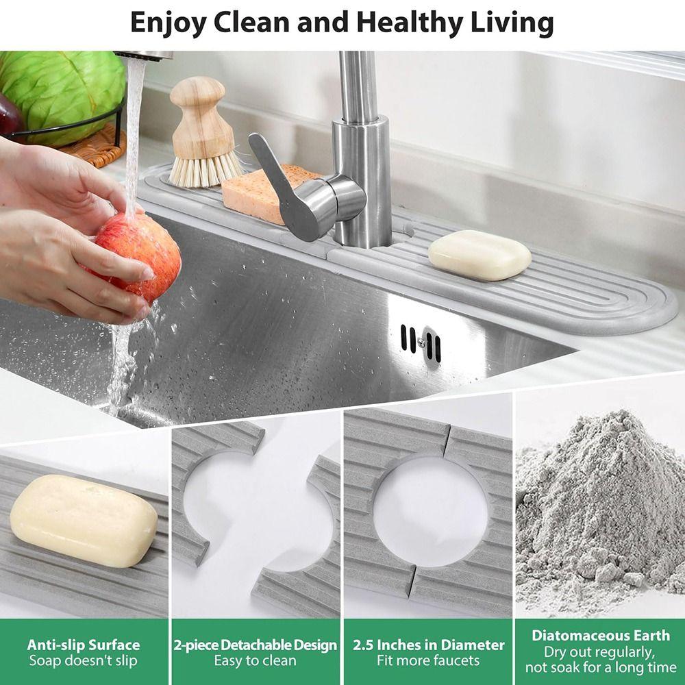 1Pairs Quick Dry Sink Splash Guard Super Absorbent Washbasin Mat Durable Drying Mats  Bathroom