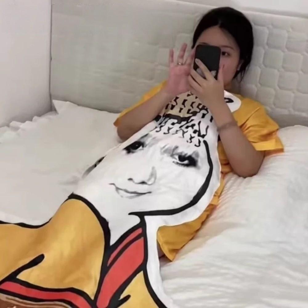 Flannel Chinese Meme Blanket Fade-resistant Sofa Throw Blanket Emperor Dragon Blanket  Living Room