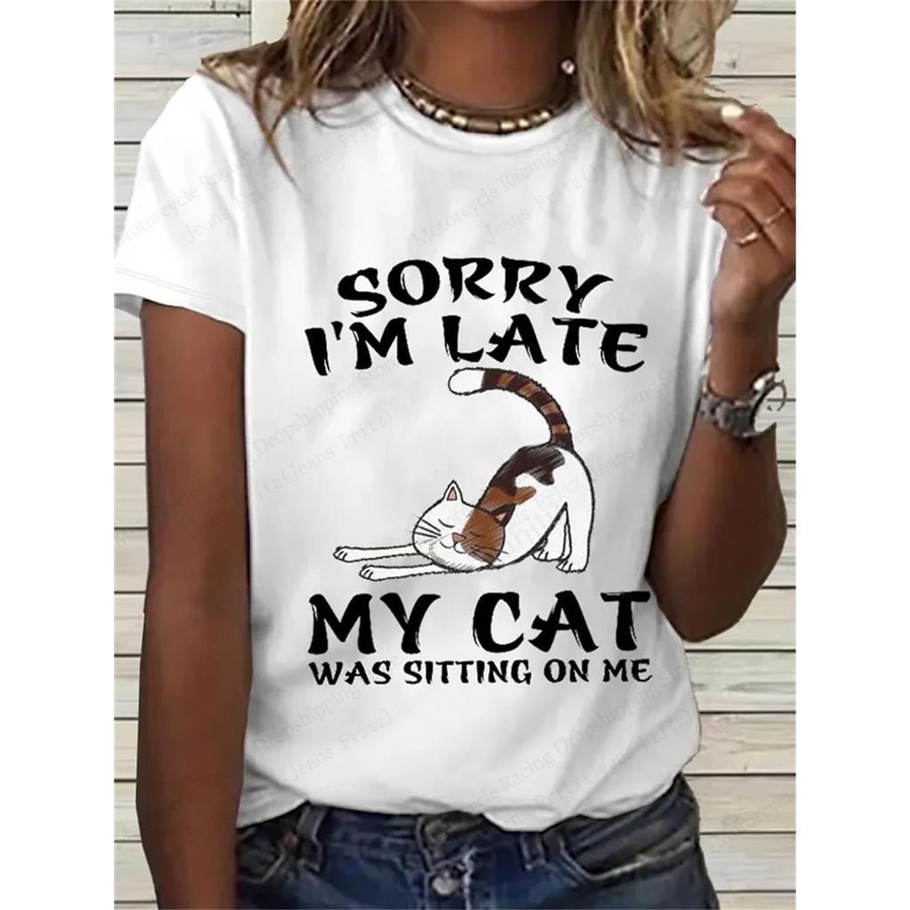 Summer Women's Top Lovely Cat 3d Print Tshirt Women Fashion T-shirt Crew Neck Short Sleeve T Shirt Animal Tops Tees Y2k Clothing