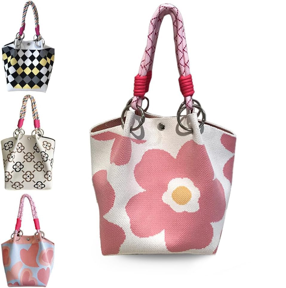 Сумка-тоут SEEWEN, Самостоятельная вязаная сумка-тоут со съемным шнурком, Женская мини-сумка, Маленькая эко-сумка, Стильная сумка, Легкая, Подходящая