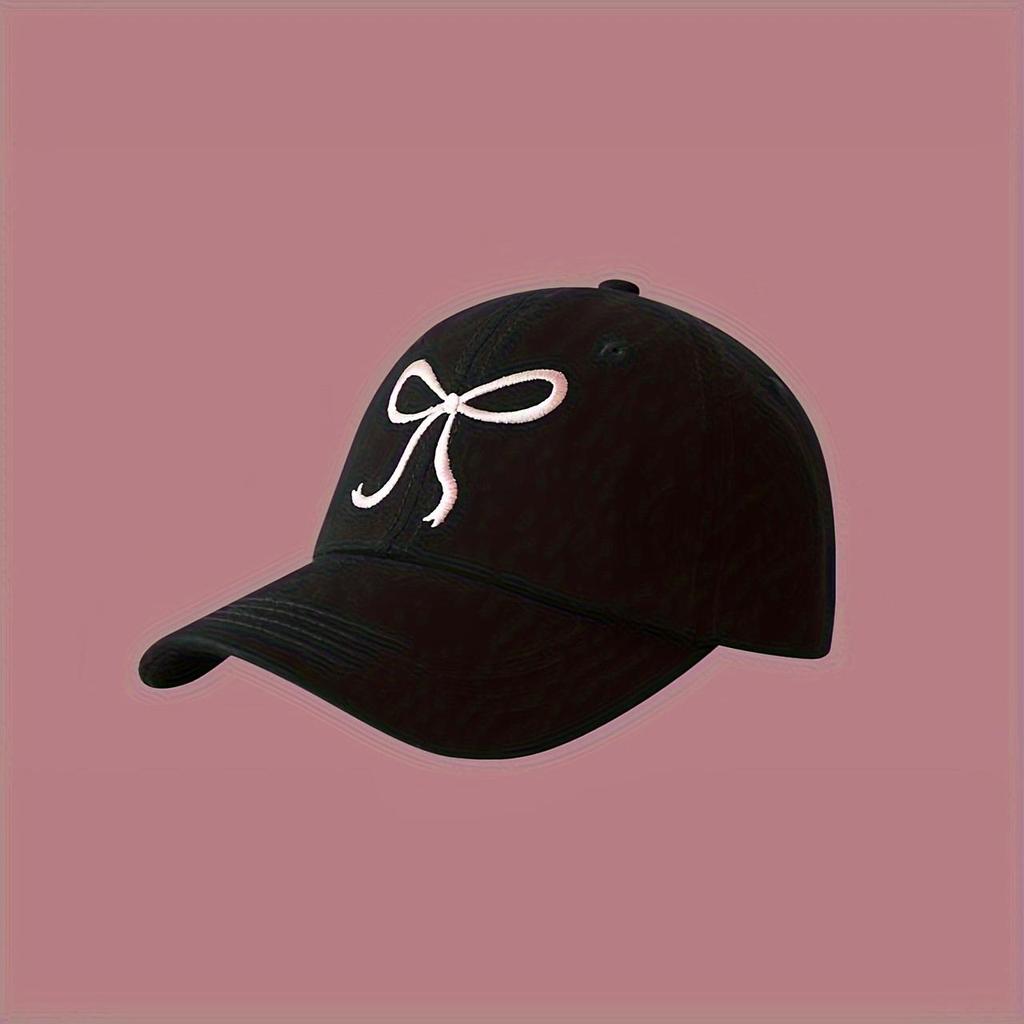 1pc Adjustable Cute Bow Baseball Cap - Sweet And Romantic Pink Design, Made of Lightweight Polyester, Couple'S Hat with a Soft Top