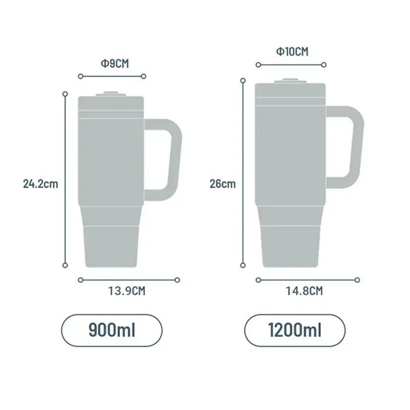 Tyeso 30oz/40oz Stainless Steel Water Bottles with Handle Straw Car Mug Travel Cups Thermal Iced Vacuum Insulated Coffee Cups