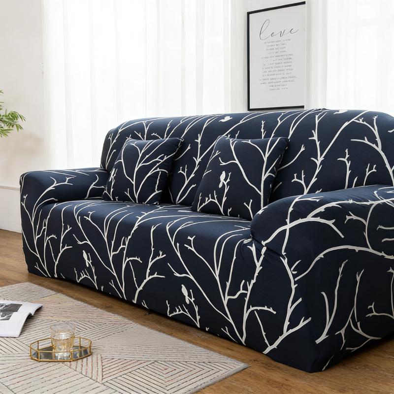 Stretch Milk Silk Printed Plants And Flowers Sofa Cover Stain Resistant Slipcover Breathable All-Season Full Wrap Slipcovers