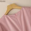 ZANZEA Women Casual Round Neck Summer Short Sleeve Print Dress