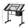 Scrivania da Disegno Artistico Regolabile Stazione per Hobby e Disegno Tecnico con 2 Cassetti in Tessuto e 4 Ruote (nero)