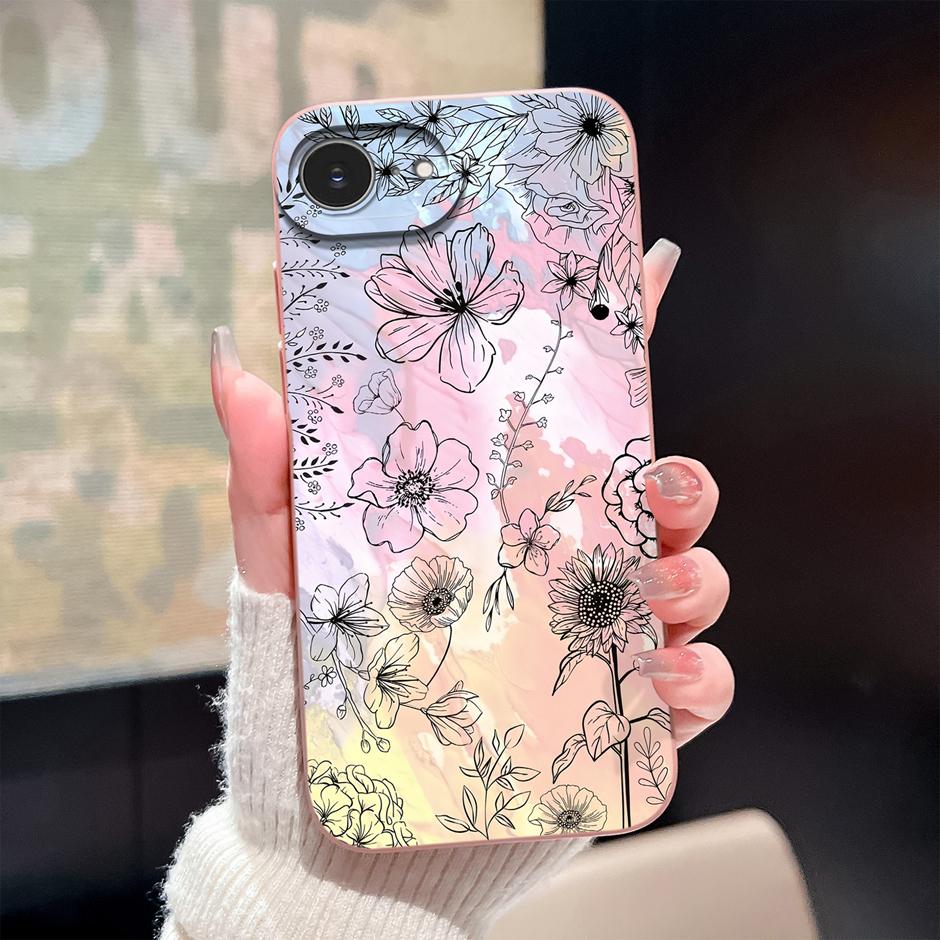 For iPhone17 17E 17Air 17Pro 17ProMax Case Pink Rose Rainbow Trendy Antifouling Bumper For iPhone17E iPhone 17 Pro Max Air Capa