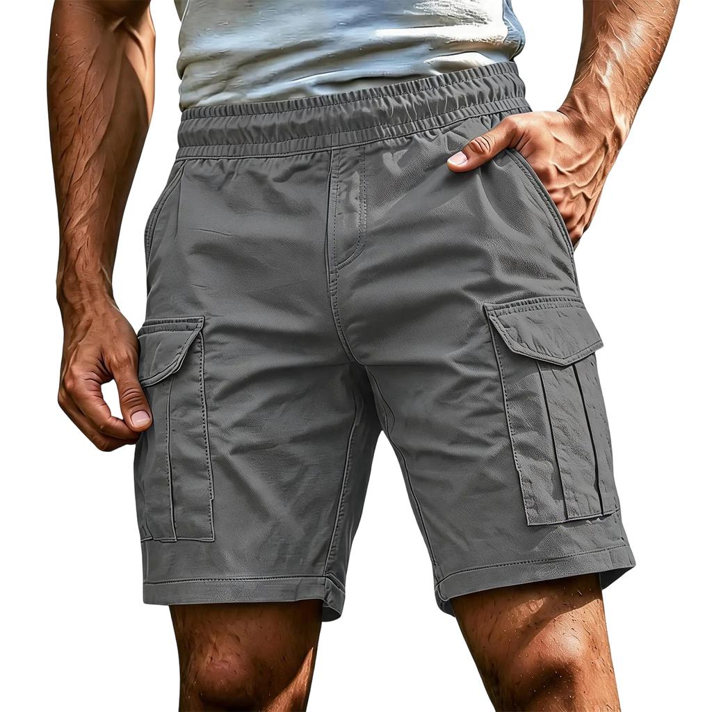 Pantaloncini Cargo Casual Leggeri da Uomo Vita Elastica Design Multi Tasche Tessuto Resistente Cavallo da Cinque Pollici Pantaloncini Estivi