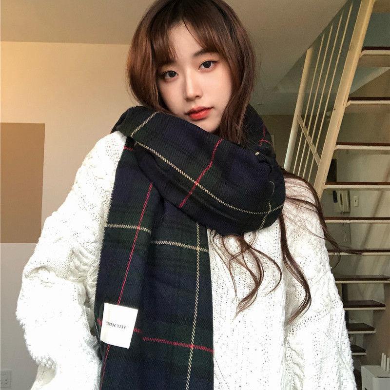 Autumn and Winter New Ins Plaid Scarf Female Korean Version Versatile Student Couple Thickened Shawl Warm Scarf Korean Version