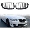 Left Right Glossy Black Carbon Fiber Dual Slats Kidney Grille Grill Compatible with 2011-2013 BMW E92 E93 325i 328i 335i 2-Door LCI, For E92 E93