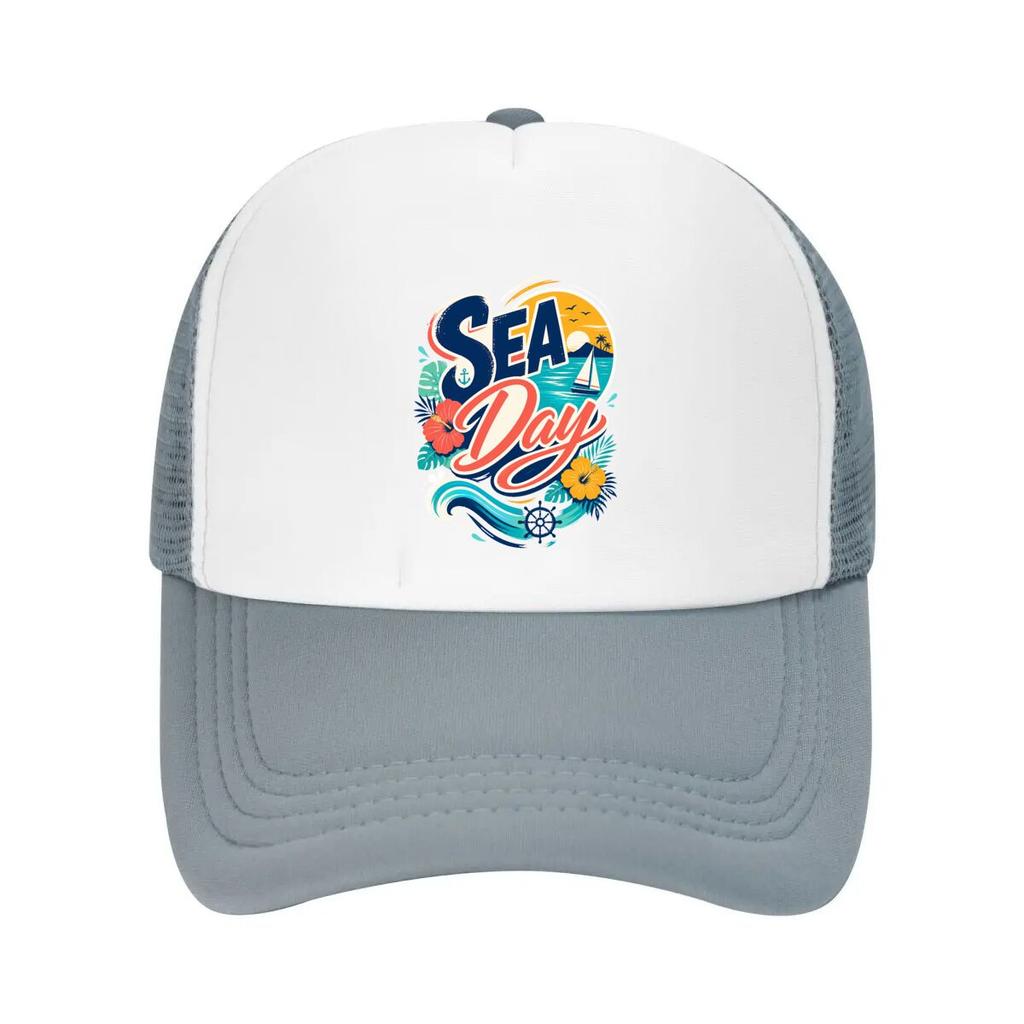 Tropical Sea Day Sunset Lettering Mesh Baseball Cap Casual Hat Outdoor For Womens Unisex FeUnisex