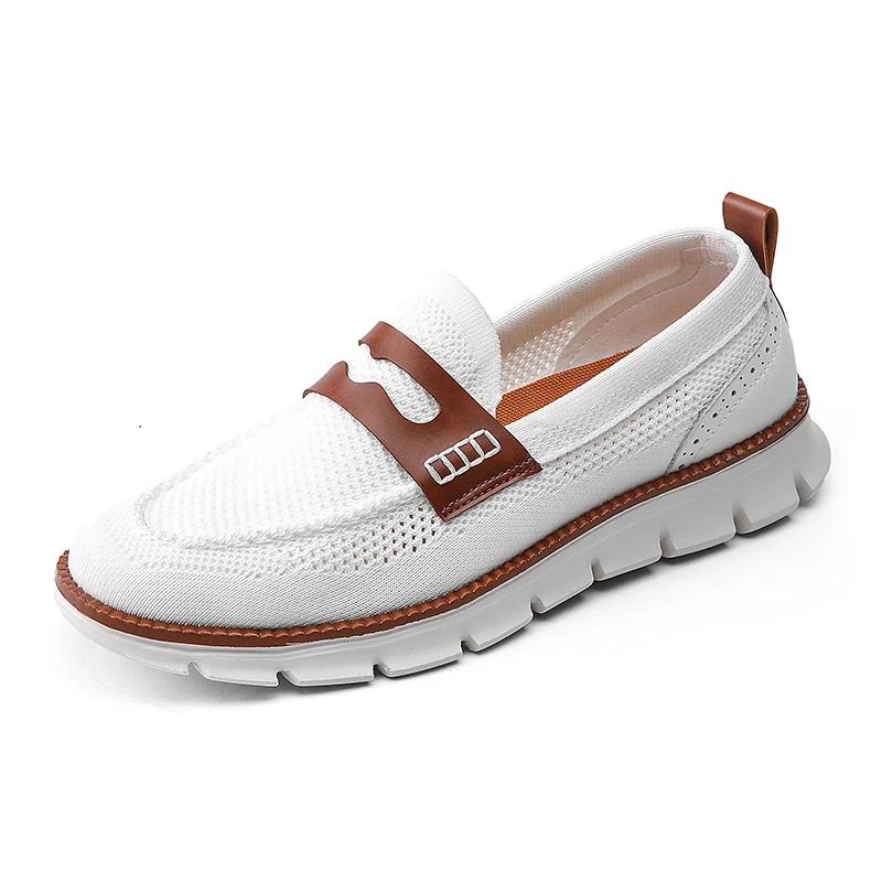 Stilvolle Weiße Herren-Slip-On-Loafer Netzschuhe Übergröße 50 51 52 53 54 Hochwertige Gepolsterte Freizeit-Sneaker
