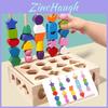 Wooden Five Column Building Block Bead Set For Kids Educational Brain Development Toy