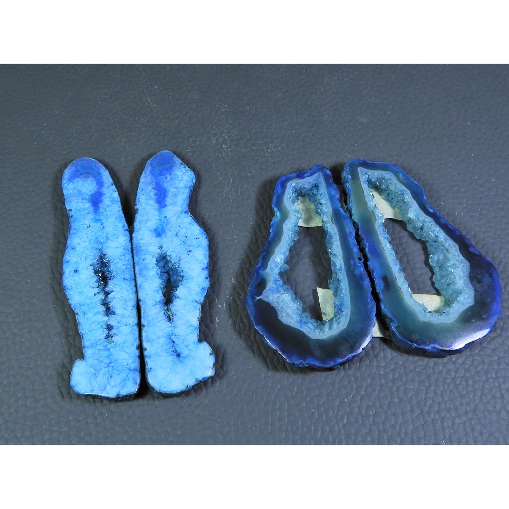 Dyed Slice Druzy Agate Matched Pair Cabochon Loose Gemstone 2Pair Lot 213Cts A-719