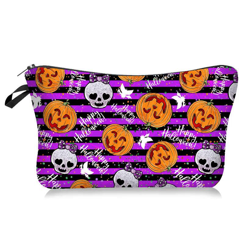 

Pumpkin Halloween Head Makeup Bag Skull Head Candy Travel Toilet Storage Pouch StyleA
