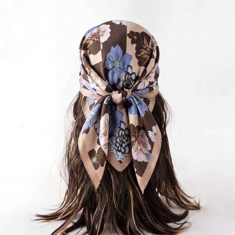 Print Silk Scarf Fashion Turban Hijab Luxury Bandana Headscarf Shawl Neckerchief Handkerchief Headband Windproof Square Female