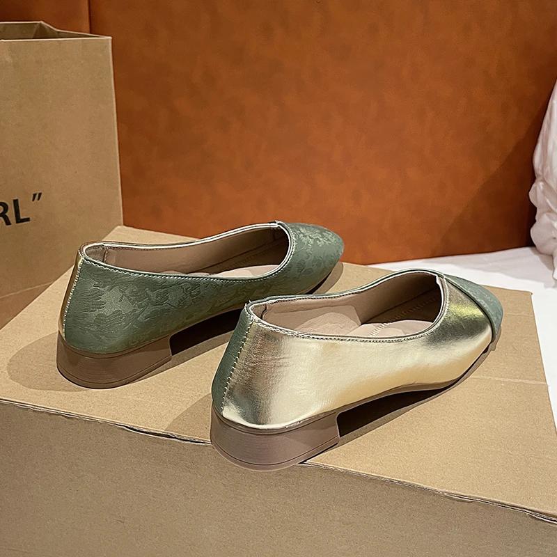 Fashion Elegant 2024  Comfort Slip-On Ladies Shoes Ballerina Women's Flat Round Toe Leather Soft-soled Single Shoes Women D307