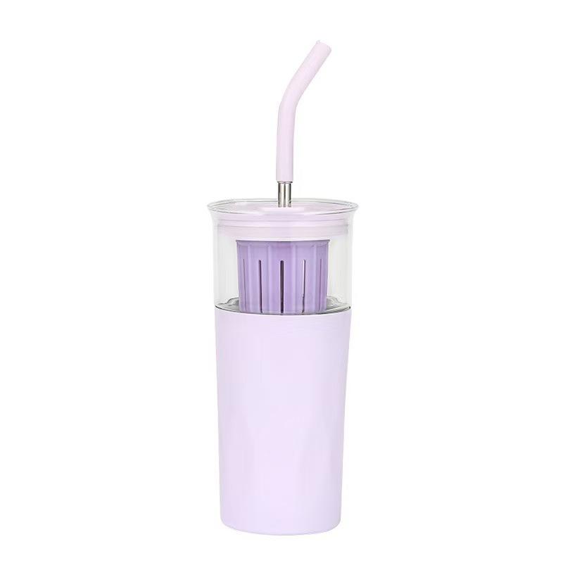 High Value Double-layer Youka Cup Stainless Steel Double-layer Thermos Cup Large Capacity Dual-purpose High Borosilicate Straw Cup