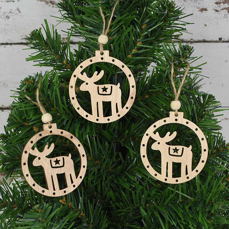 3 Stück Vintage Weihnachten Holzanhänger Ornamente DIY Holzhandwerk Weihnachtsdekorationen Weihnachtsbaum Hängeornamente Geschenke