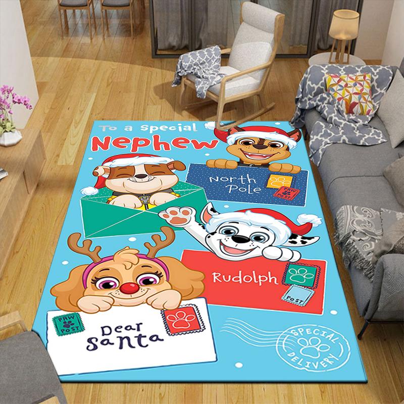 1Pc Paw Patrol Christmas Celebration Rug Office Carpet Indoor Outdoor Doormat Nonslip Soft And Comfortable Living Room Christmas Halloween Gift D91876