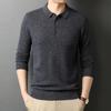 Pure Wool Autumn Sweater Men's Lapel Long Sleeve Thin Cashmere Sweater Men's Trend Base