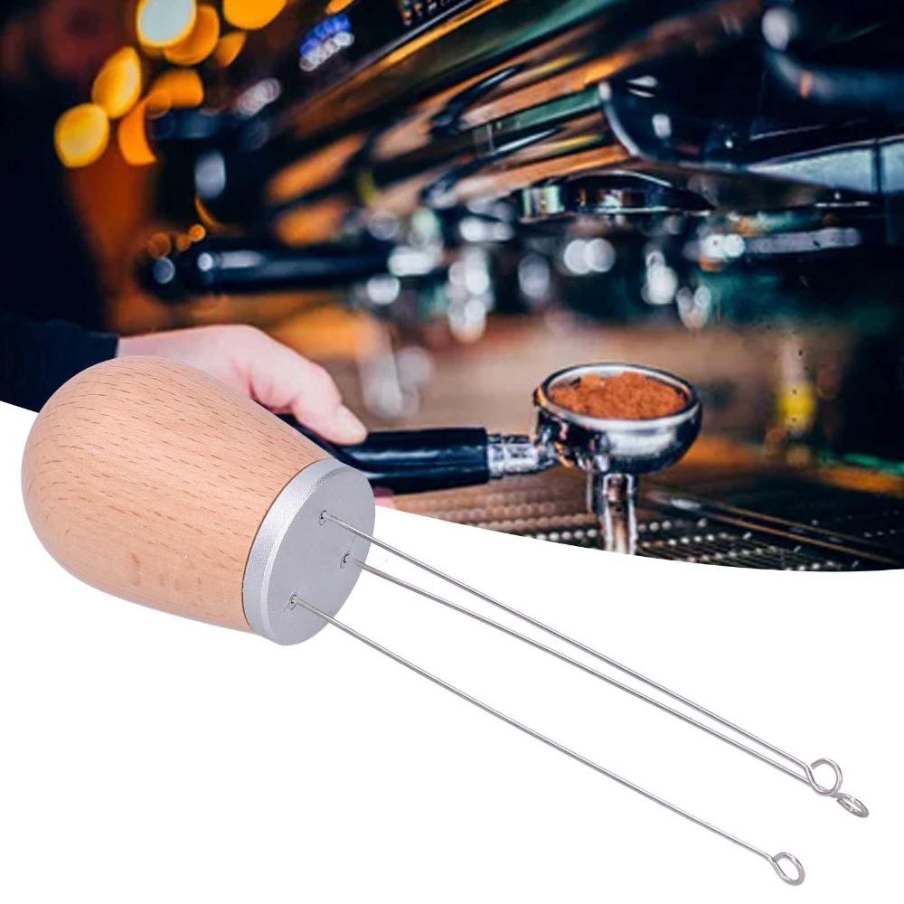 Wooden Handle Needle Coffee Stirrer 304 Stainless Steel Needles Coffee Leveler Tool For Home