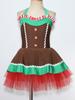 Kinder Mädchen Lebkuchenmann Kostüm Weihnachtstanz Ärmelloses Tutu Kleid Ärmelloses Kleid