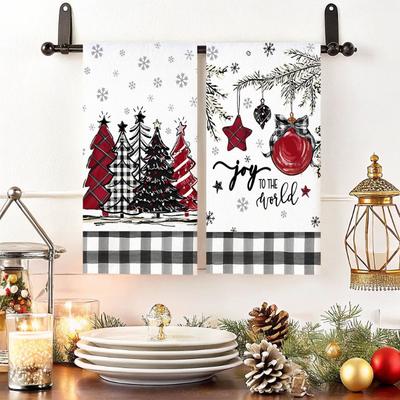 Ručníky Vánoční Potištěné Kuchyňské Utěrky Absorpční Mikrovlákno Utěrky na Nádobí Dárkové Utěrky