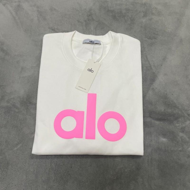 ALO Baumwolle Lockere Passform Unisex Rundhals T-Shirt Streetwear Lässiges Oberteil