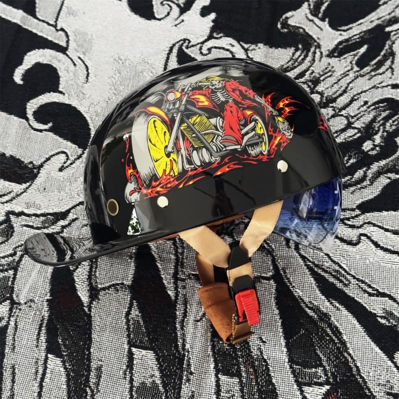 Vintage-Style Open-Face Motorcycle Helmet Men Women ABS Full-Season Scooter Riding Half