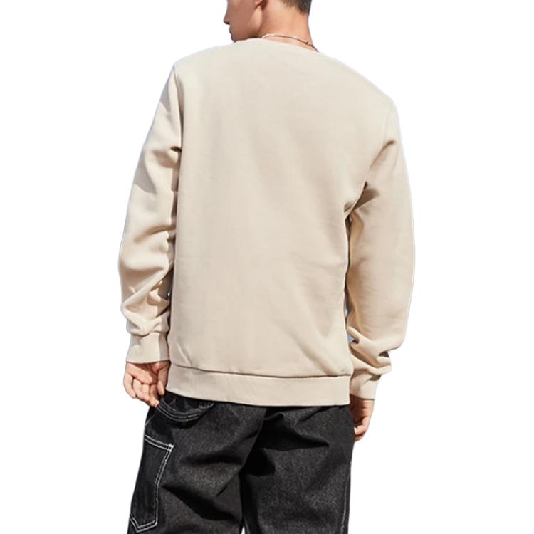Li Ning Sports Fashion Series Logo Fleece Loose Round Neck Pullover Sweatshirt Men Sweatshirt Oyster-Gray AWDPD19-8