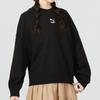 PUMA Sweatshirts Women's Black Crew Neck Moderate Straight Fit (Unisex) Sweatshirts 673570 01