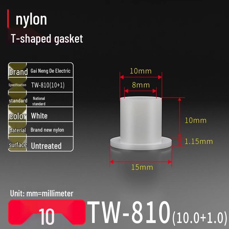 T-shaped Nylon Gasket Ring Screw Shaft Sleeve, Round Concave-Convex Insulation Pad, M2-M35