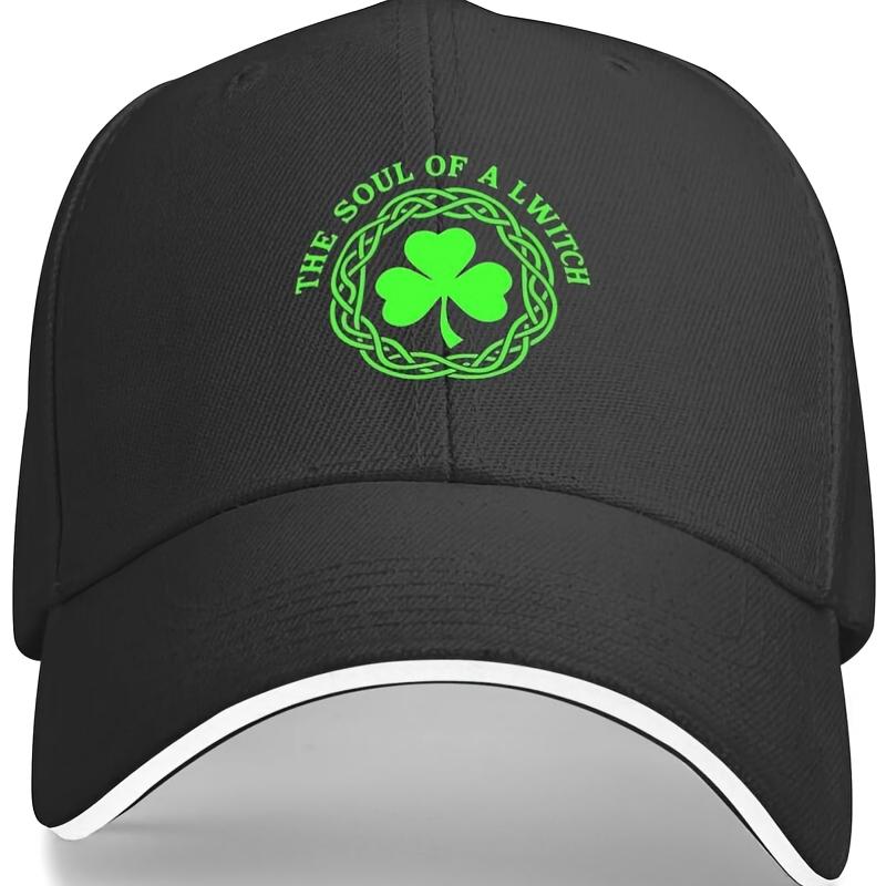 Soul of a LWitch Shamrock Baseball Cap Celtic Knot Graphic Adjustable Casual Polyester Cap Unisex