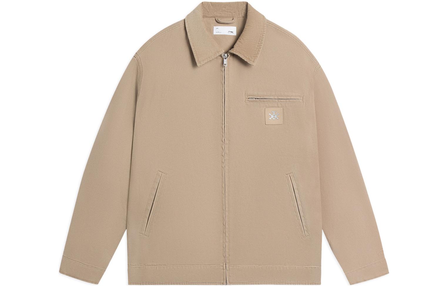 Li Ning CF Tracing Jackets Men s Incense Apricot Lapel Moderate Other AJMS131-4 XL
