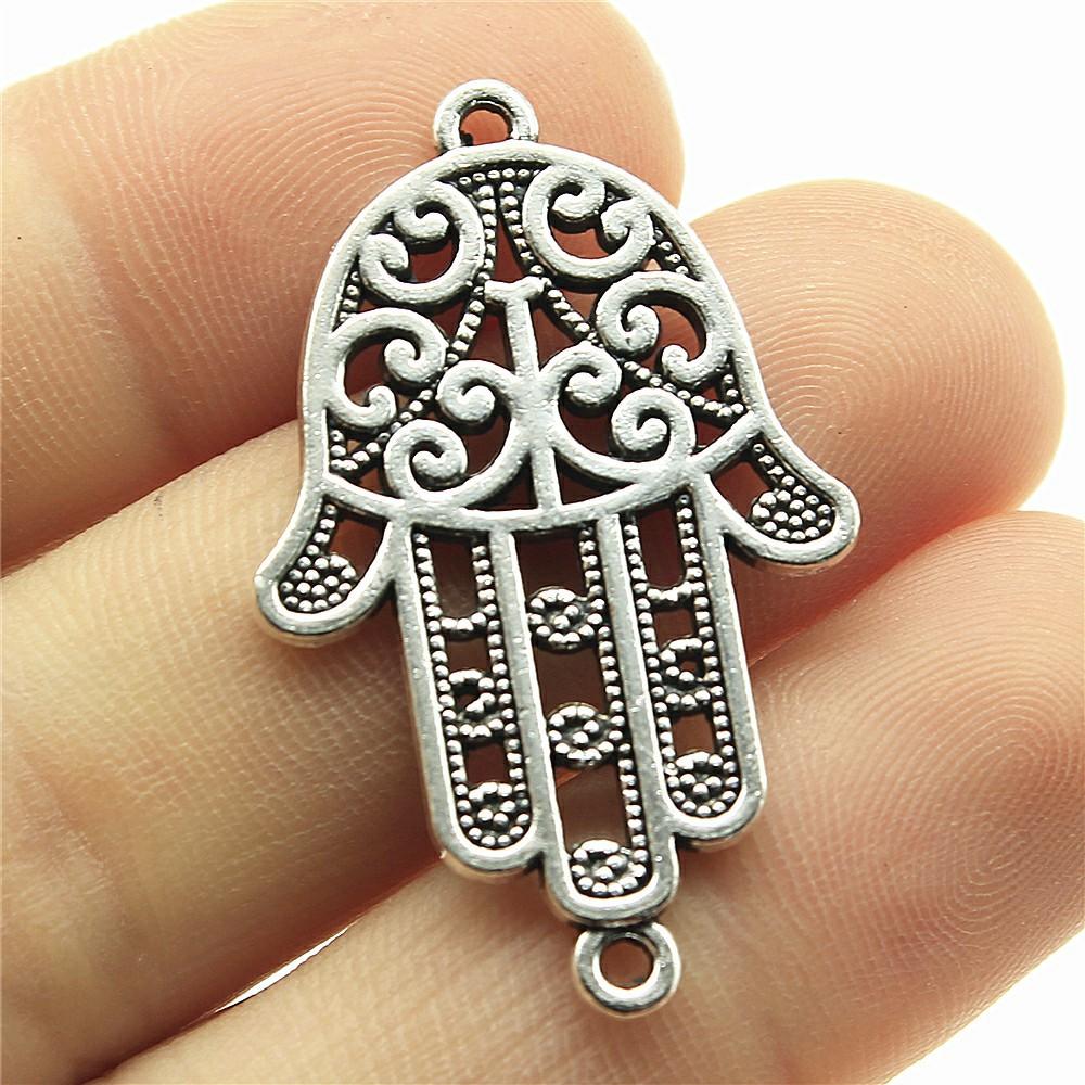 10pcs Charms Hamsa Hand Antique Silver Color Hamsa Hand Charms Pendants For Bracelets Lufthansa Hand Charms Wholesale