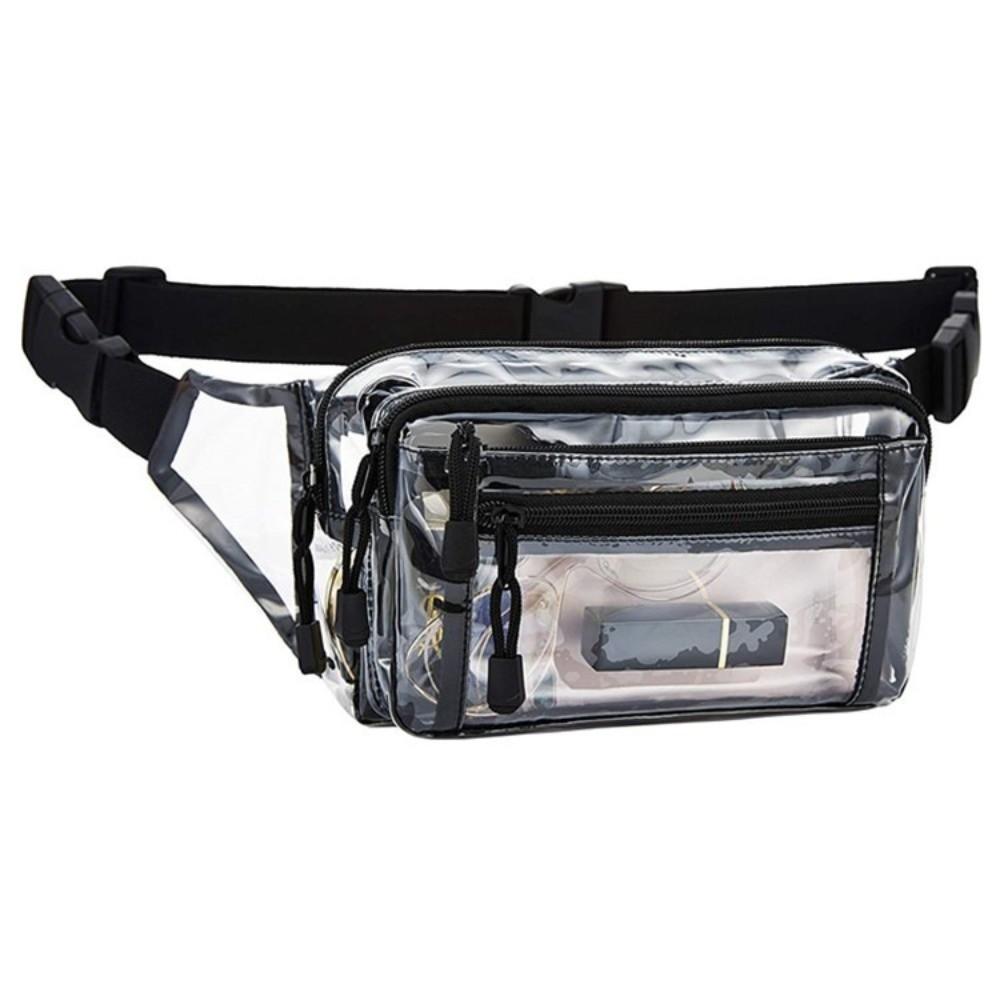Portable PVC Transparent Waist Bag Multi layer Clear Phone Crossbody Bag Black Waterproof Chest Bag Fishing