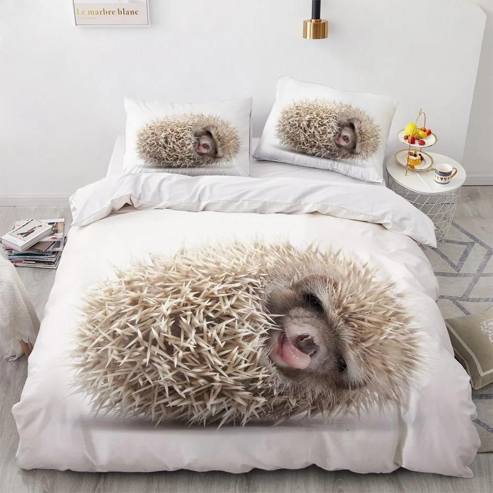 3D Cute Animal Bedding Set Gray Duvet Quilt Cover Set Comforter Bed Linen Pillowcase Design Home Textile King Queen Size