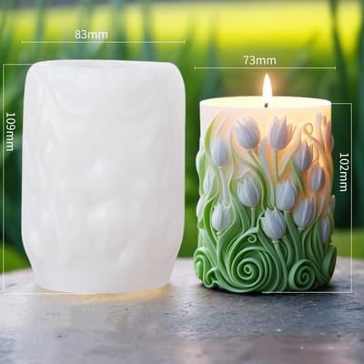 Flower Cylindrical Candle Mold Lavender Tulip Sunflower Lily Silicone Mold Candle Making Tools DIY Gypsum Aromatherapy Molds