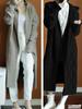 Monoa Hooded Long Size F Women's Cardigan, Sleeve, Low-Gauge Knit, Buttonless, Beige, n1587,
