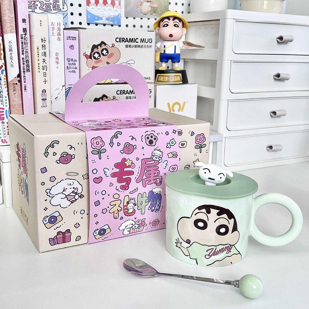 Cute Crayon Small New Cup, Birthday Gift for Boys and Girls, High-value Ceramic Mug with Lid, Couple Coffee Cup