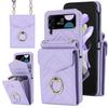 Fashion Leather Phone Case For Samsung Galaxy Z Flip 5 4 Z Flip 3 5G With Long Lanyard Crossbody Bag Wallet Holder Protect Cover