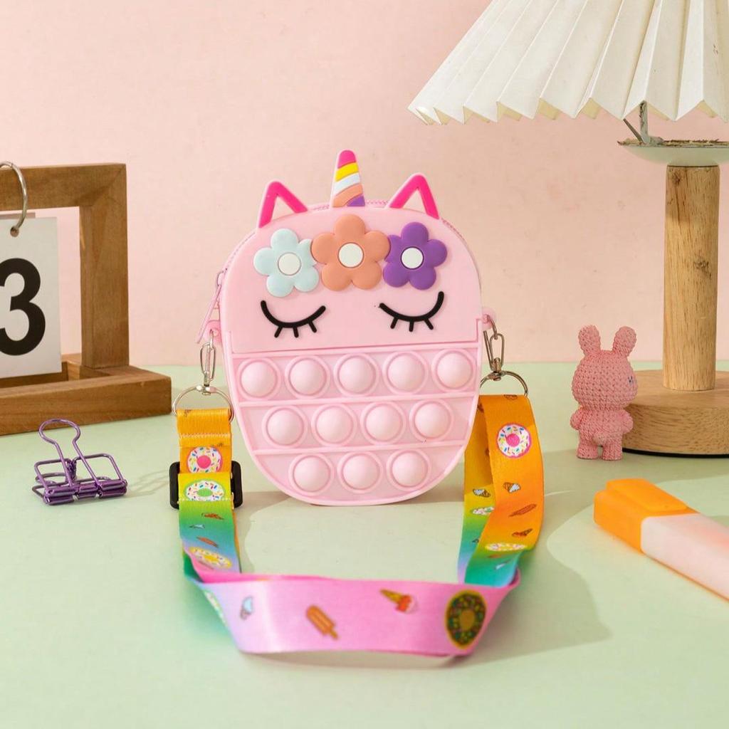 Unicorn Bubble Music Silicone Crossbody Coin Purse for Kids