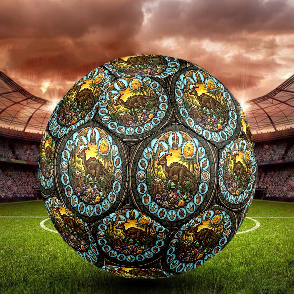 Dinosaur Fossil Glass Round Football Size 5 Adult Ball Suitable for Training Matches and Outdoor Team.