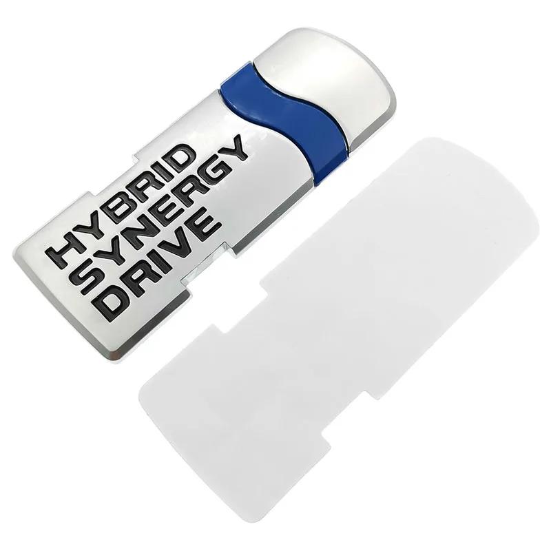 RE021Pcs 3D Car Styling Hybrid Synergy Drive Metal Car Stickers Emblem Auto Badge Decal For Toyota Prius Camry Crown Auris Rav4s Car